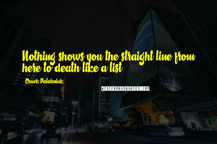 Chuck Palahniuk Quotes: Nothing shows you the straight line from here to death like a list.