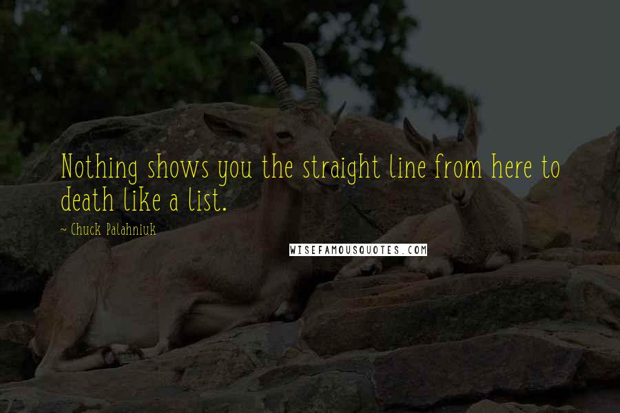 Chuck Palahniuk Quotes: Nothing shows you the straight line from here to death like a list.