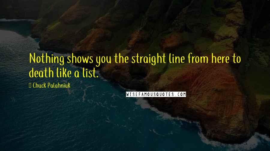 Chuck Palahniuk Quotes: Nothing shows you the straight line from here to death like a list.