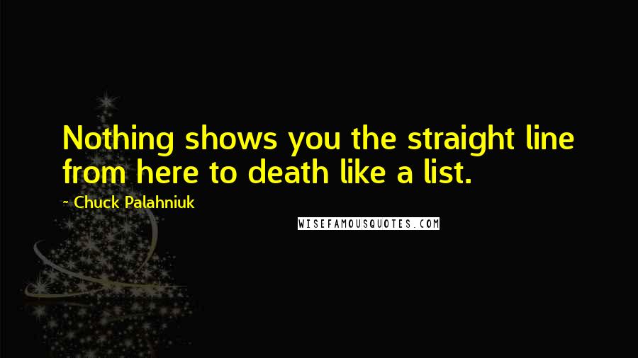 Chuck Palahniuk Quotes: Nothing shows you the straight line from here to death like a list.