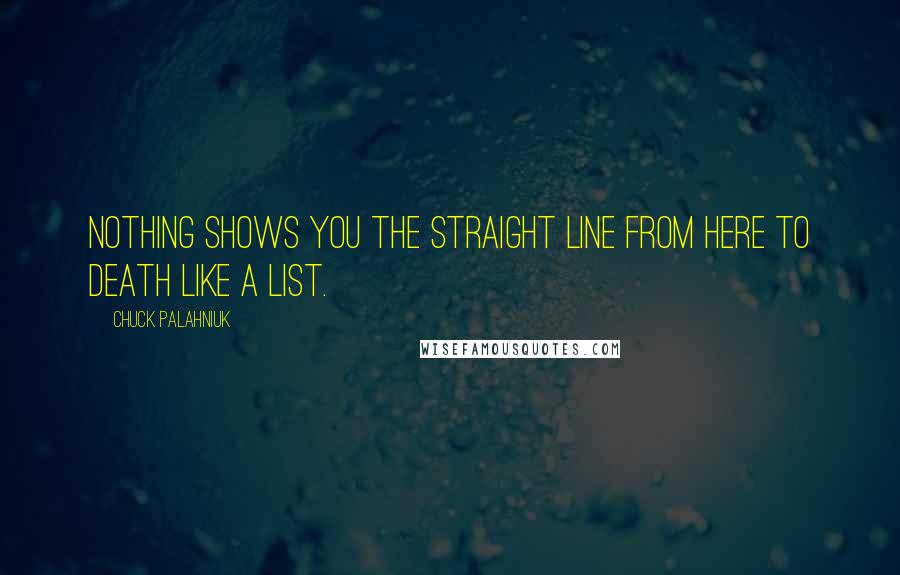 Chuck Palahniuk Quotes: Nothing shows you the straight line from here to death like a list.