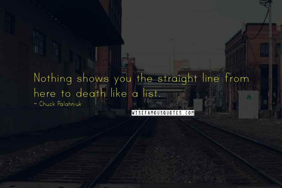 Chuck Palahniuk Quotes: Nothing shows you the straight line from here to death like a list.