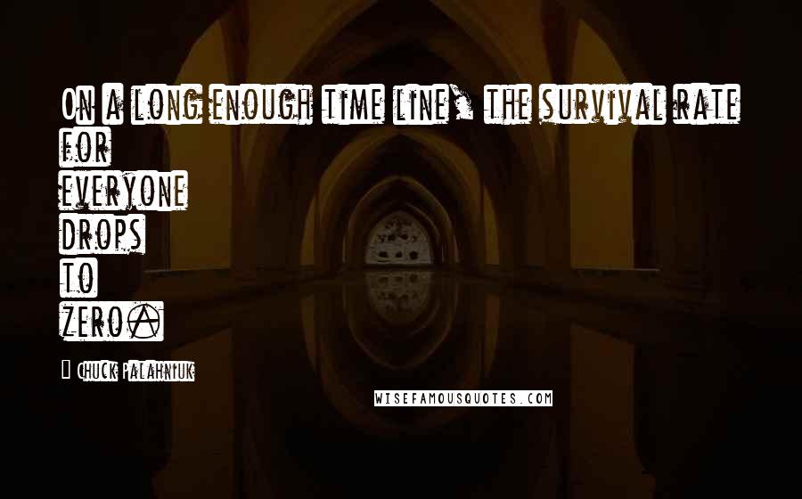 Chuck Palahniuk Quotes: On a long enough time line, the survival rate for everyone drops to zero.
