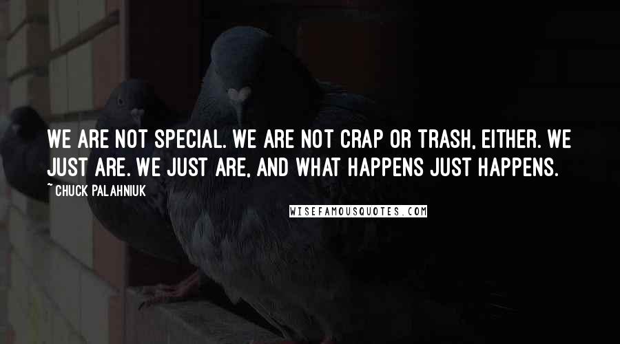 Chuck Palahniuk Quotes: We are not special. We are not crap or trash, either. We just are. We just are, and what happens just happens.