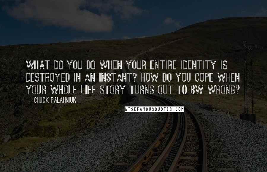 Chuck Palahniuk Quotes: What do you do when your entire identity is destroyed in an instant? How do you cope when your whole life story turns out to bw wrong?