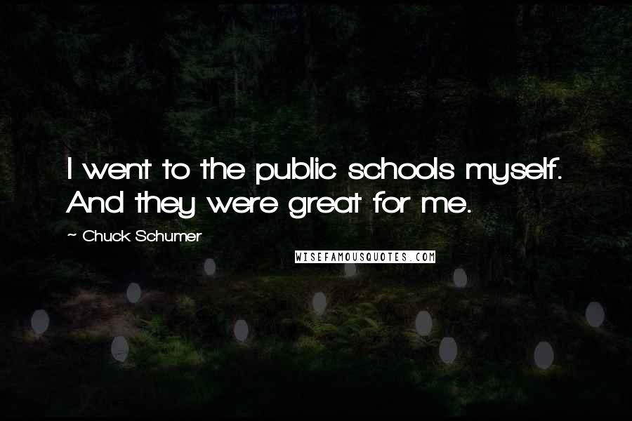 Chuck Schumer Quotes: I went to the public schools myself. And they were great for me.