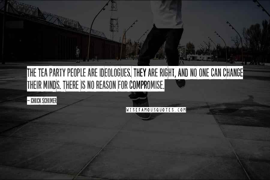 Chuck Schumer Quotes: The Tea Party people are ideologues. They are right, and no one can change their minds. There is no reason for compromise.