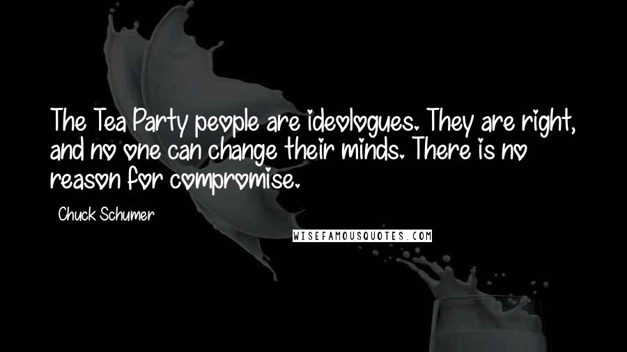 Chuck Schumer Quotes: The Tea Party people are ideologues. They are right, and no one can change their minds. There is no reason for compromise.