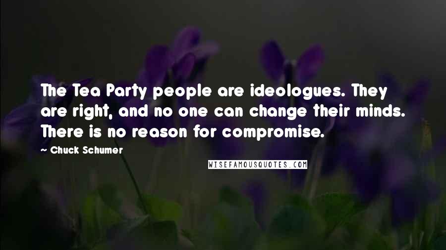 Chuck Schumer Quotes: The Tea Party people are ideologues. They are right, and no one can change their minds. There is no reason for compromise.