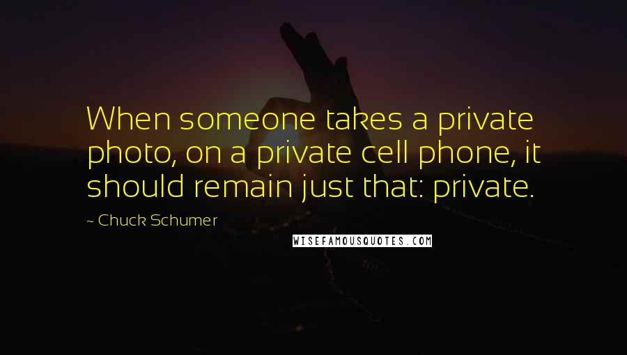 Chuck Schumer Quotes: When someone takes a private photo, on a private cell phone, it should remain just that: private.