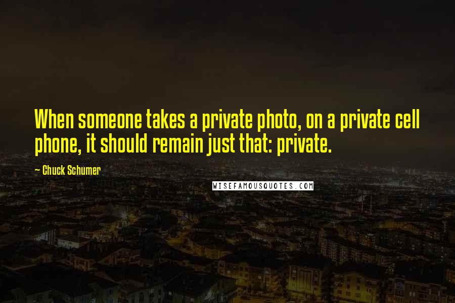Chuck Schumer Quotes: When someone takes a private photo, on a private cell phone, it should remain just that: private.