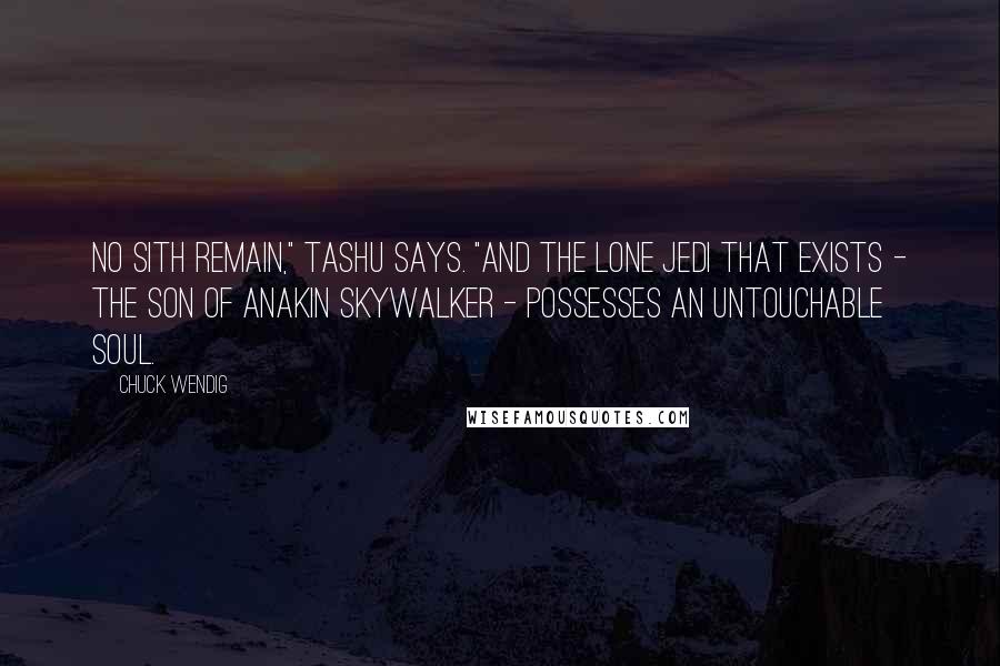 Chuck Wendig Quotes: No Sith remain," Tashu says. "And the lone Jedi that exists - the son of Anakin Skywalker - possesses an untouchable soul.