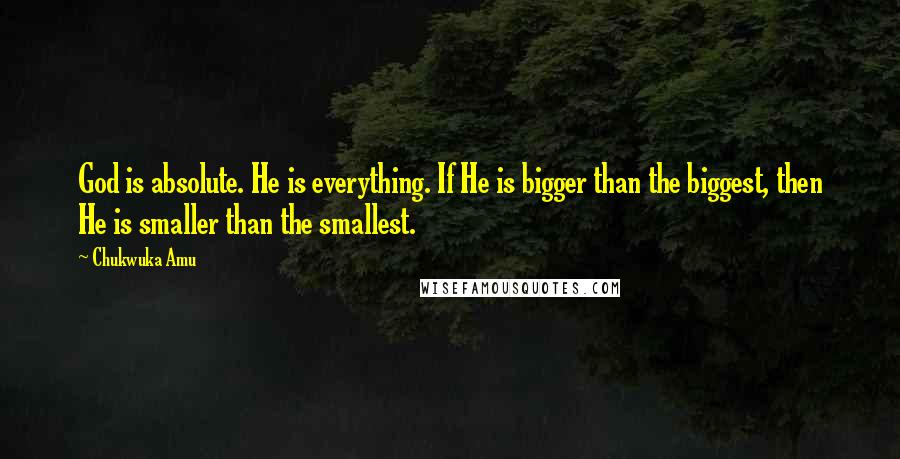 Chukwuka Amu Quotes: God is absolute. He is everything. If He is bigger than the biggest, then He is smaller than the smallest.