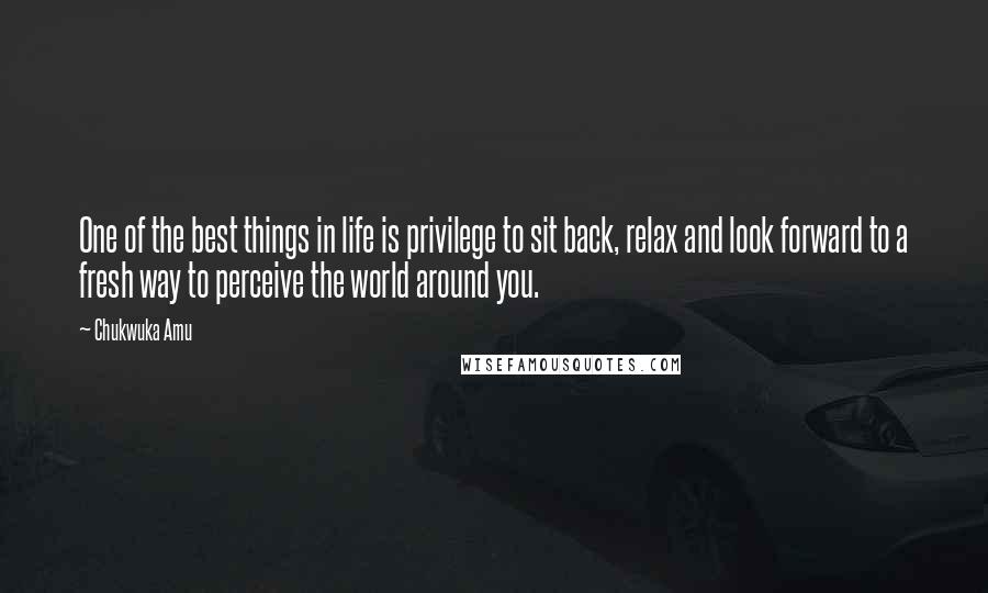 Chukwuka Amu Quotes: One of the best things in life is privilege to sit back, relax and look forward to a fresh way to perceive the world around you.