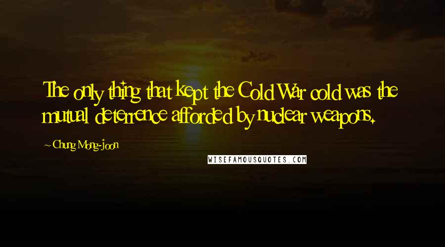 Chung Mong-joon Quotes: The only thing that kept the Cold War cold was the mutual deterrence afforded by nuclear weapons.