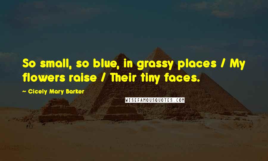 Cicely Mary Barker Quotes: So small, so blue, in grassy places / My flowers raise / Their tiny faces.