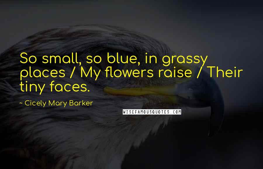 Cicely Mary Barker Quotes: So small, so blue, in grassy places / My flowers raise / Their tiny faces.