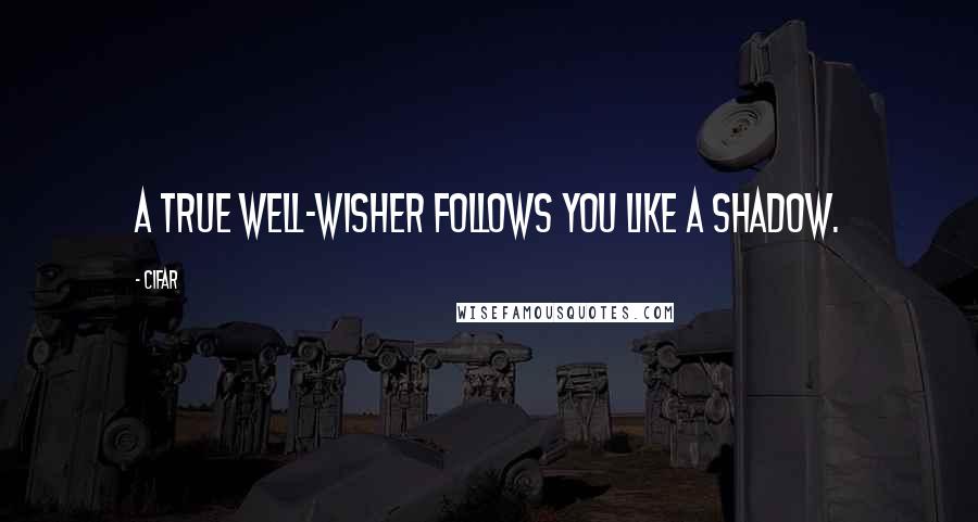 Cifar Quotes: A true well-wisher follows you like a shadow.