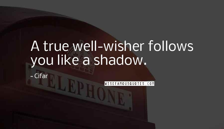 Cifar Quotes: A true well-wisher follows you like a shadow.