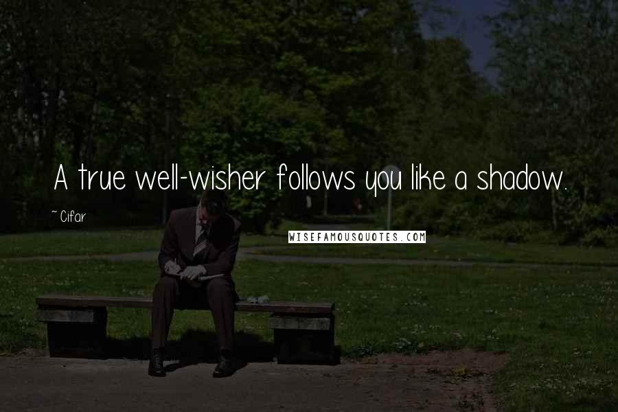 Cifar Quotes: A true well-wisher follows you like a shadow.