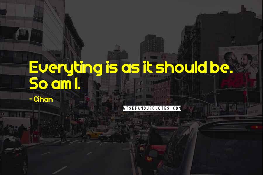 Cihan Quotes: Everyting is as it should be. So am I.