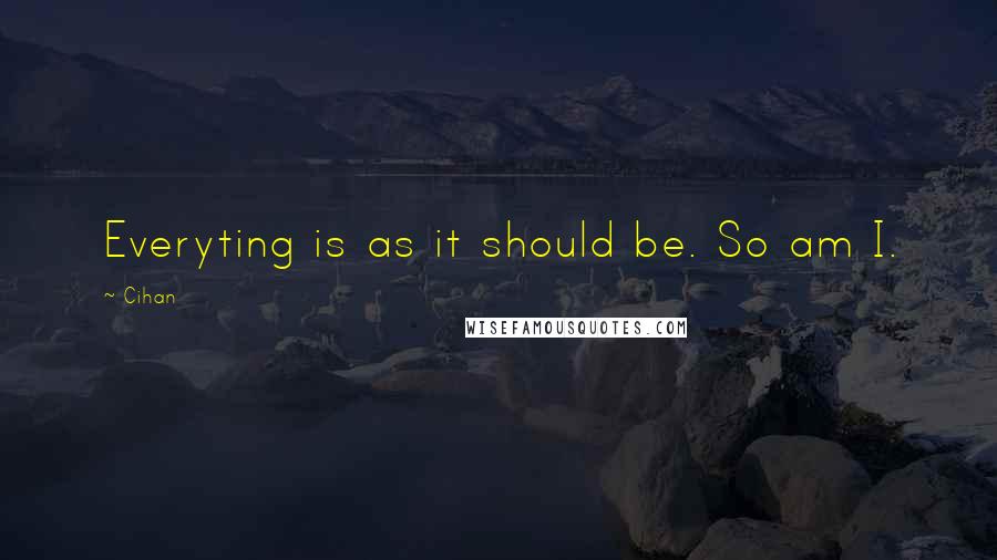 Cihan Quotes: Everyting is as it should be. So am I.