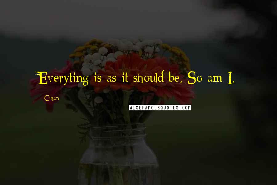 Cihan Quotes: Everyting is as it should be. So am I.