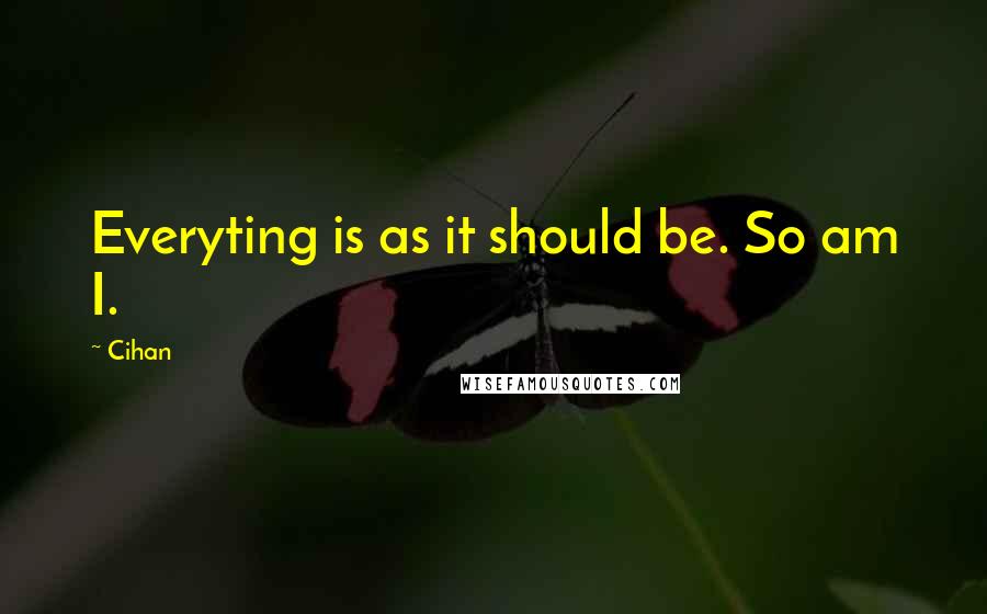 Cihan Quotes: Everyting is as it should be. So am I.