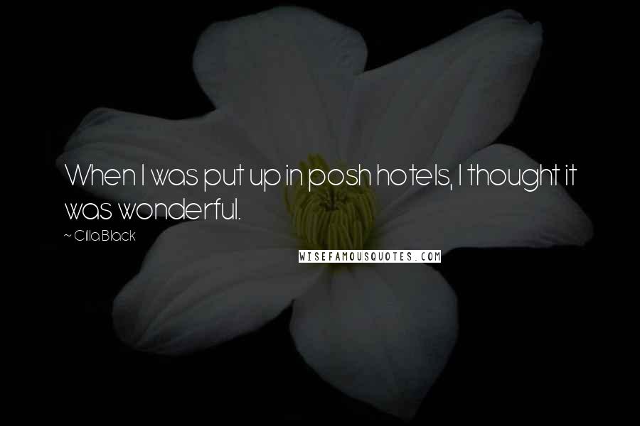 Cilla Black Quotes: When I was put up in posh hotels, I thought it was wonderful.
