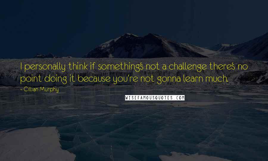 Cillian Murphy Quotes: I personally think if something's not a challenge there's no point doing it because you're not gonna learn much.