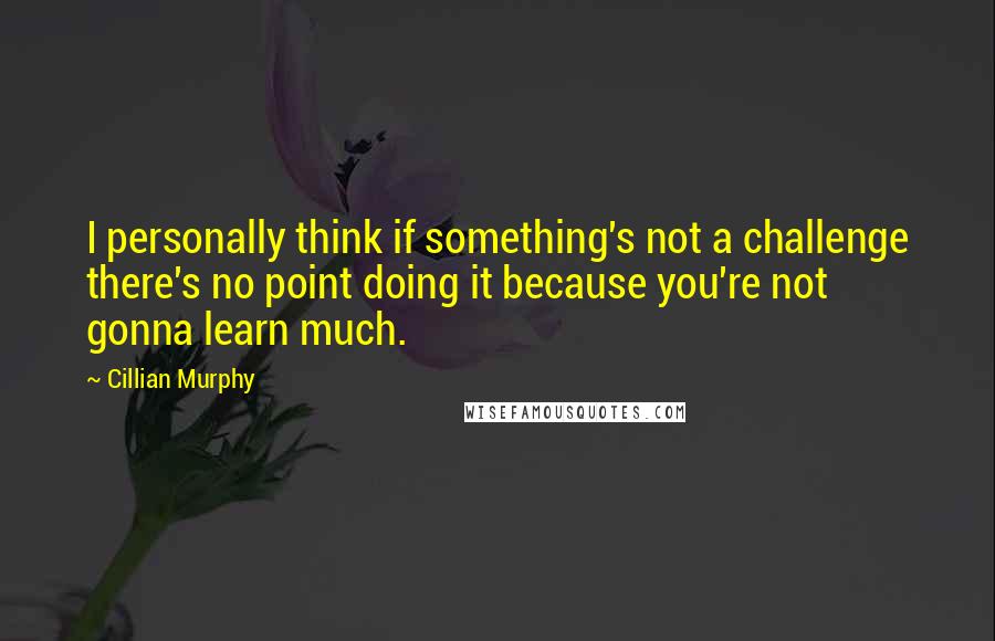 Cillian Murphy Quotes: I personally think if something's not a challenge there's no point doing it because you're not gonna learn much.