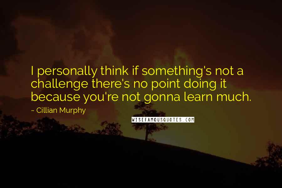 Cillian Murphy Quotes: I personally think if something's not a challenge there's no point doing it because you're not gonna learn much.