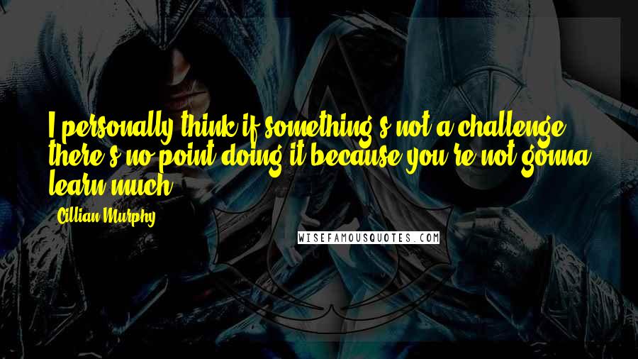 Cillian Murphy Quotes: I personally think if something's not a challenge there's no point doing it because you're not gonna learn much.