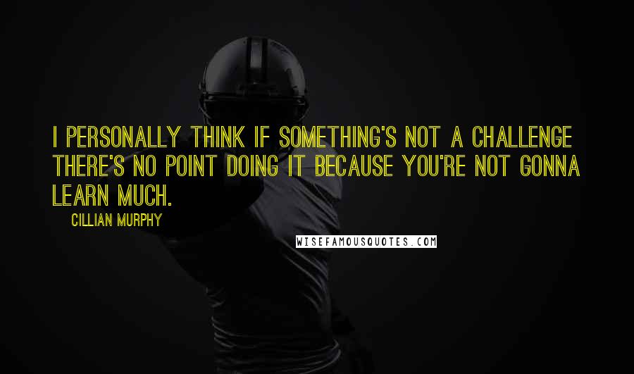 Cillian Murphy Quotes: I personally think if something's not a challenge there's no point doing it because you're not gonna learn much.