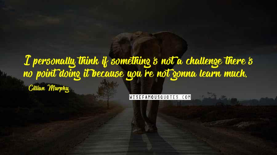 Cillian Murphy Quotes: I personally think if something's not a challenge there's no point doing it because you're not gonna learn much.