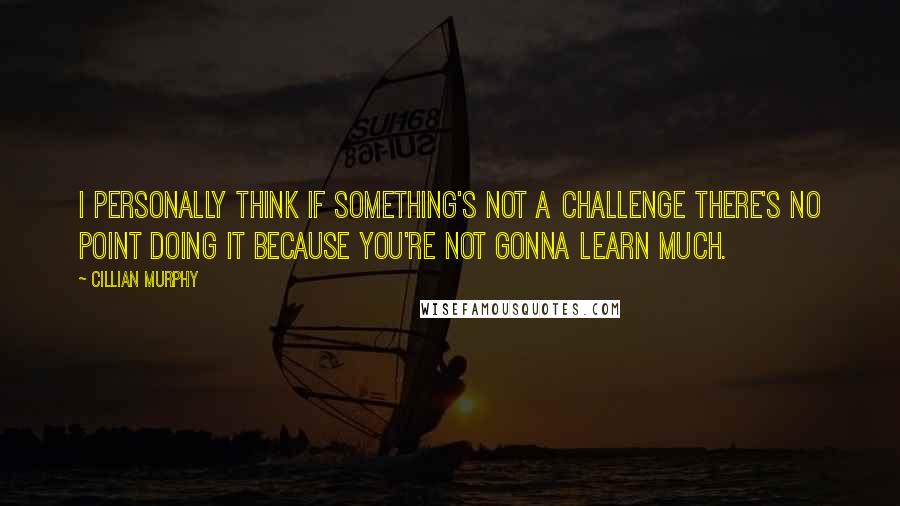 Cillian Murphy Quotes: I personally think if something's not a challenge there's no point doing it because you're not gonna learn much.