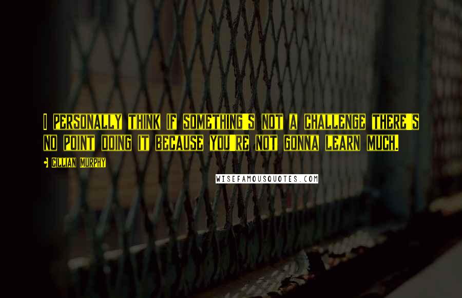 Cillian Murphy Quotes: I personally think if something's not a challenge there's no point doing it because you're not gonna learn much.