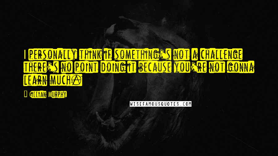 Cillian Murphy Quotes: I personally think if something's not a challenge there's no point doing it because you're not gonna learn much.