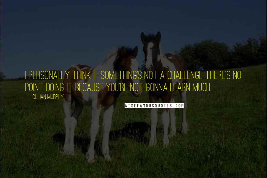 Cillian Murphy Quotes: I personally think if something's not a challenge there's no point doing it because you're not gonna learn much.