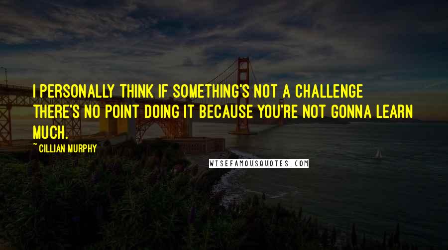 Cillian Murphy Quotes: I personally think if something's not a challenge there's no point doing it because you're not gonna learn much.