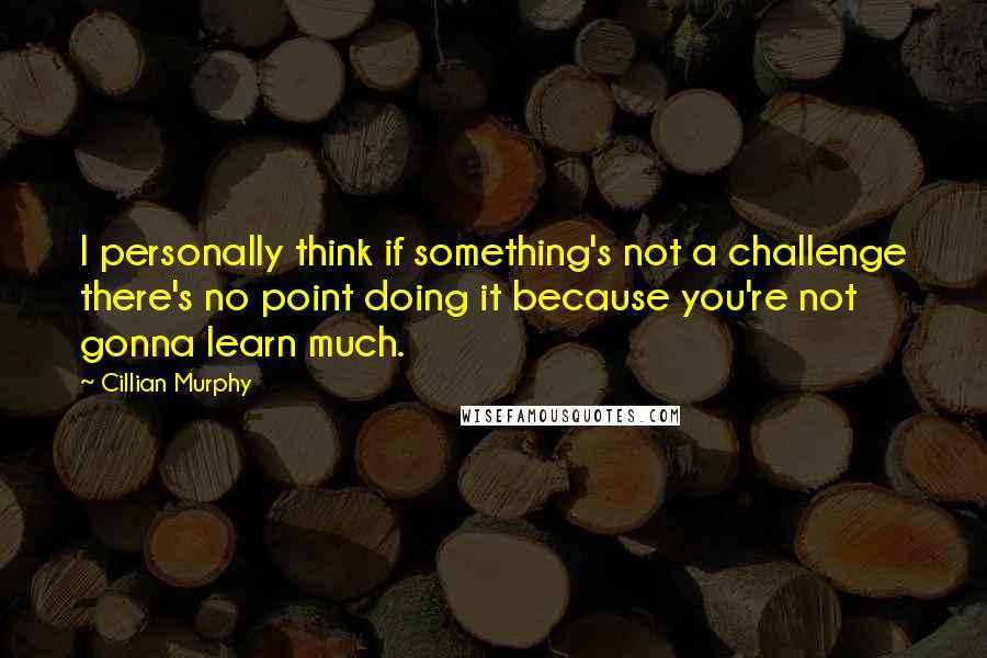 Cillian Murphy Quotes: I personally think if something's not a challenge there's no point doing it because you're not gonna learn much.
