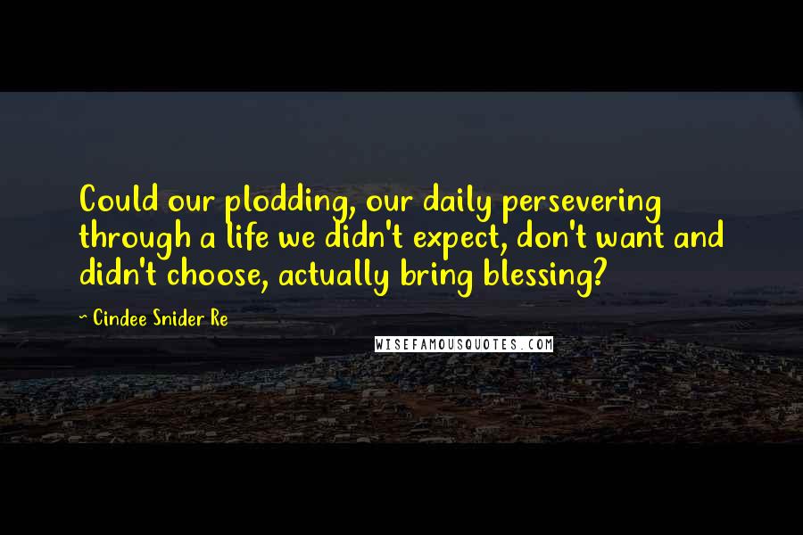 Cindee Snider Re Quotes: Could our plodding, our daily persevering through a life we didn't expect, don't want and didn't choose, actually bring blessing?
