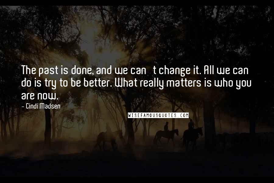 Cindi Madsen Quotes: The past is done, and we can't change it. All we can do is try to be better. What really matters is who you are now.