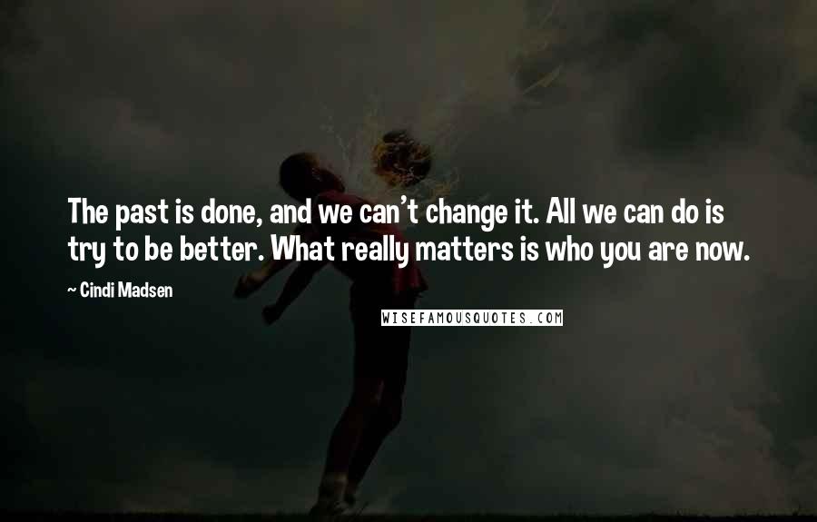 Cindi Madsen Quotes: The past is done, and we can't change it. All we can do is try to be better. What really matters is who you are now.