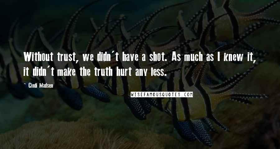 Cindi Madsen Quotes: Without trust, we didn't have a shot. As much as I knew it, it didn't make the truth hurt any less.