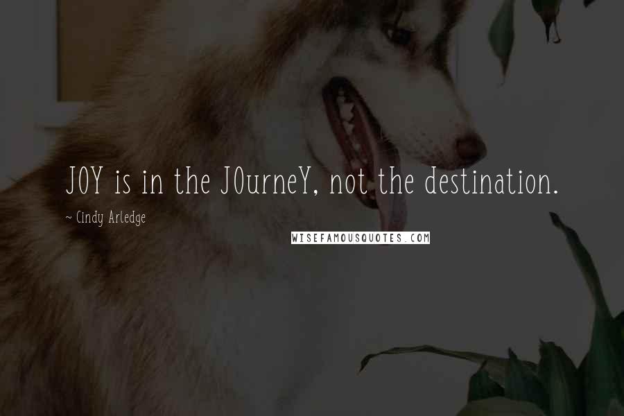 Cindy Arledge Quotes: JOY is in the JOurneY, not the destination.