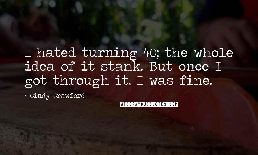 Cindy Crawford Quotes: I hated turning 40; the whole idea of it stank. But once I got through it, I was fine.