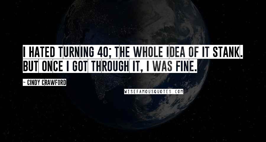 Cindy Crawford Quotes: I hated turning 40; the whole idea of it stank. But once I got through it, I was fine.