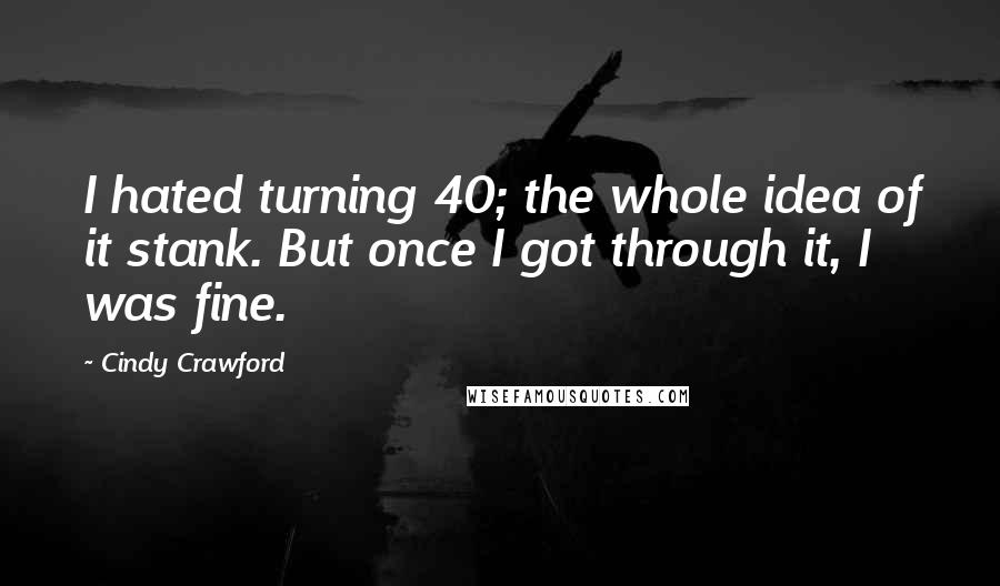 Cindy Crawford Quotes: I hated turning 40; the whole idea of it stank. But once I got through it, I was fine.