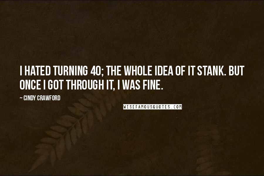 Cindy Crawford Quotes: I hated turning 40; the whole idea of it stank. But once I got through it, I was fine.